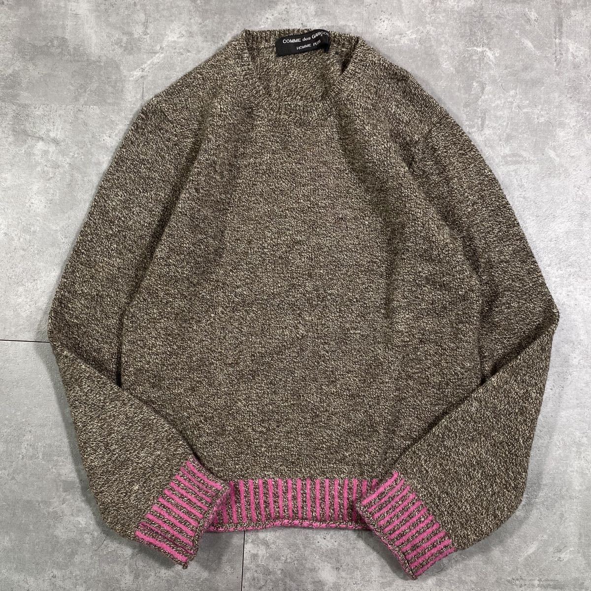 希少 COMME des GARCONS PLUS コムデギャルソンオムプリュス■90s AD1996 モッズ期　■裾 切り替え ごま塩　■ニット セーター■アーカイブ