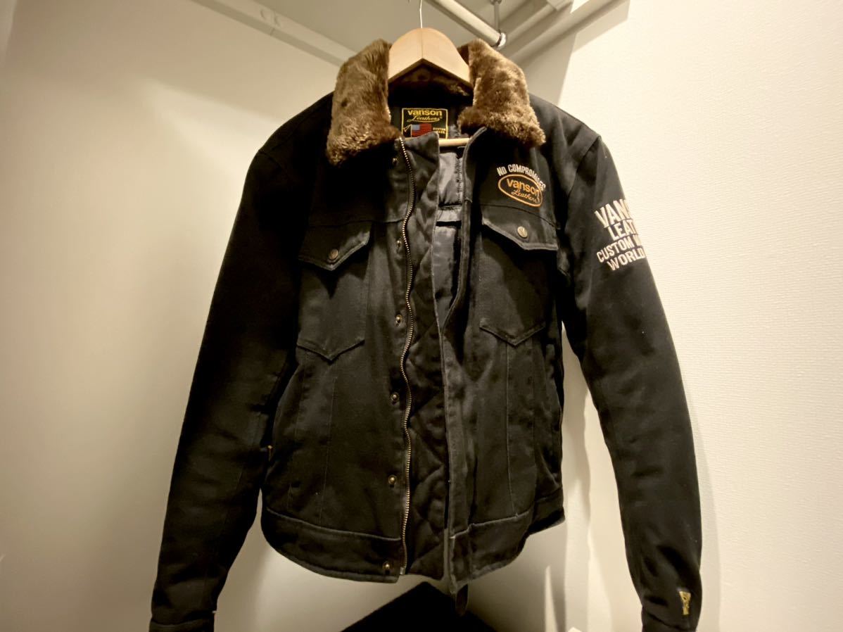 vanson ボア付きジャケット ライダースジャケット ブラック ロン