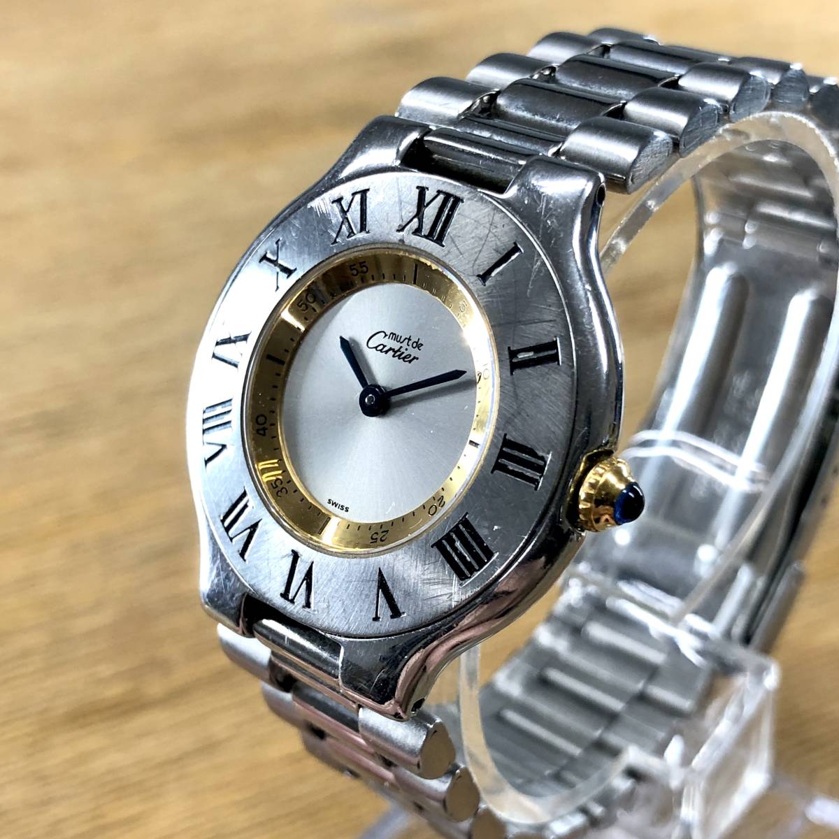 Cartier カルティエ 腕時計 マスト21 ヴァンテアン クォーツ 2針 シルバー文字盤 QZ ラウンド 菊MZ