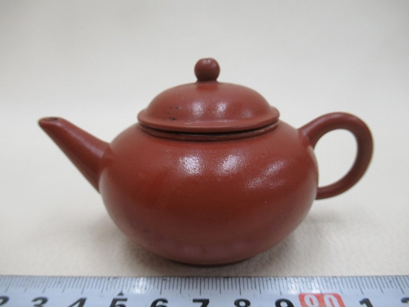 D4530 中国宜興 朱泥 茶壺 茶壷 後手式 小急須 水注 水差し JQ530 中国