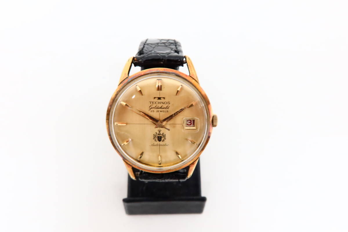 TECHNOS GoldShield 1745 25JEWELS テクノス メンズ 腕時計 稼働品 