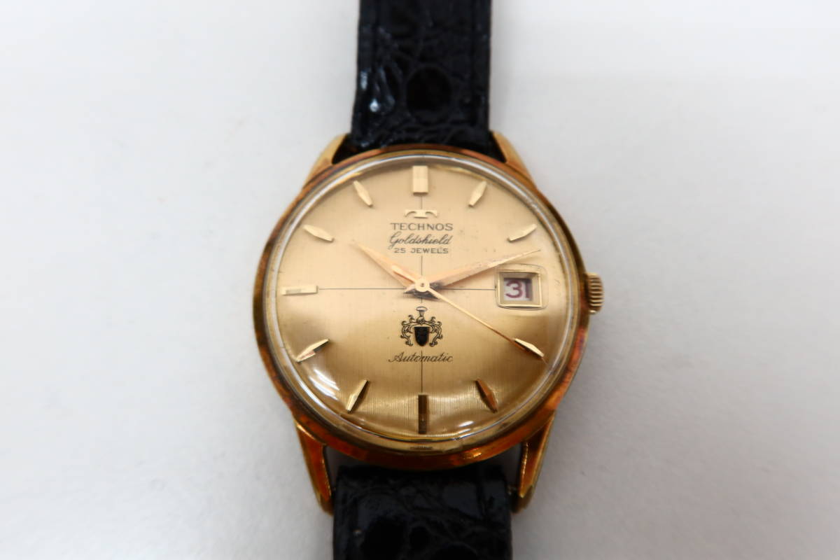 TECHNOS GoldShield 1745 25JEWELS テクノス メンズ 腕時計 稼働品 