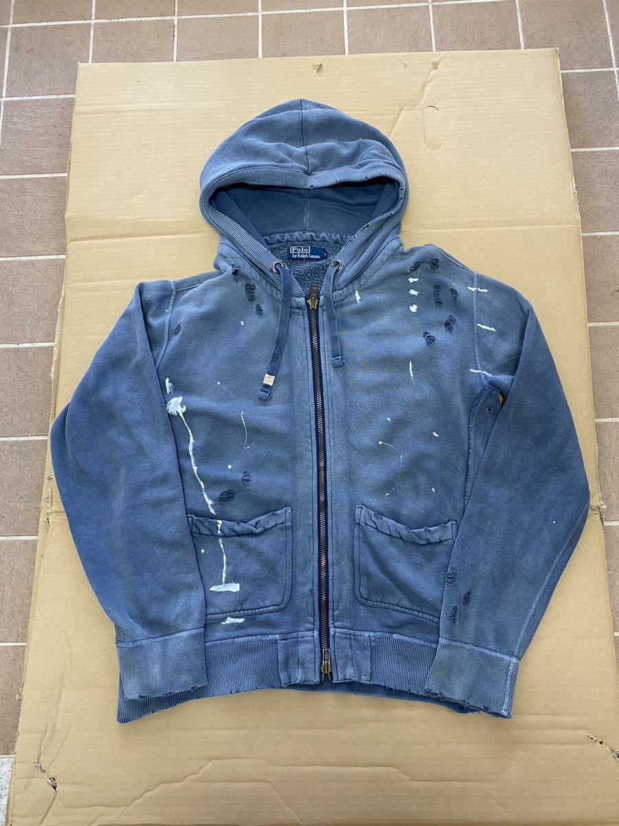 ラルフローレン インディゴ ダメージ加工パーカー 起毛 Lサイズ 【公式