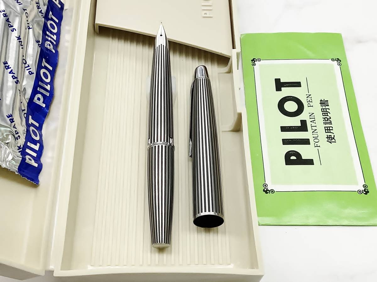 未使用】 パイロット 万年筆 ミュー ストライプ柄 ペン先一体型 PILOT