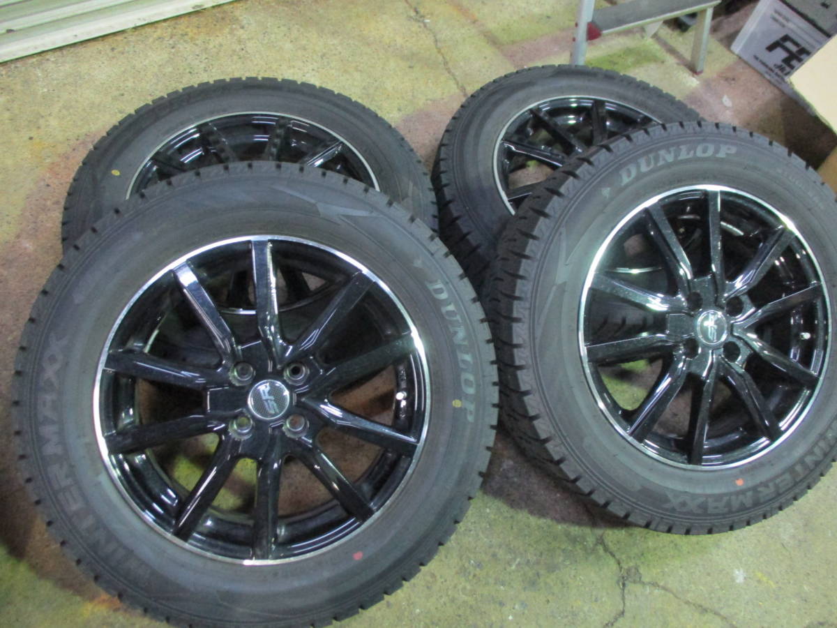 Ａ６ ダンロップ ウインターマックス ＷＭ０２ 195/65 ＳＲ 16×6Ｊ+40 100-4Ｈ ブラックメタ 2021年製 ライズ ロッキー