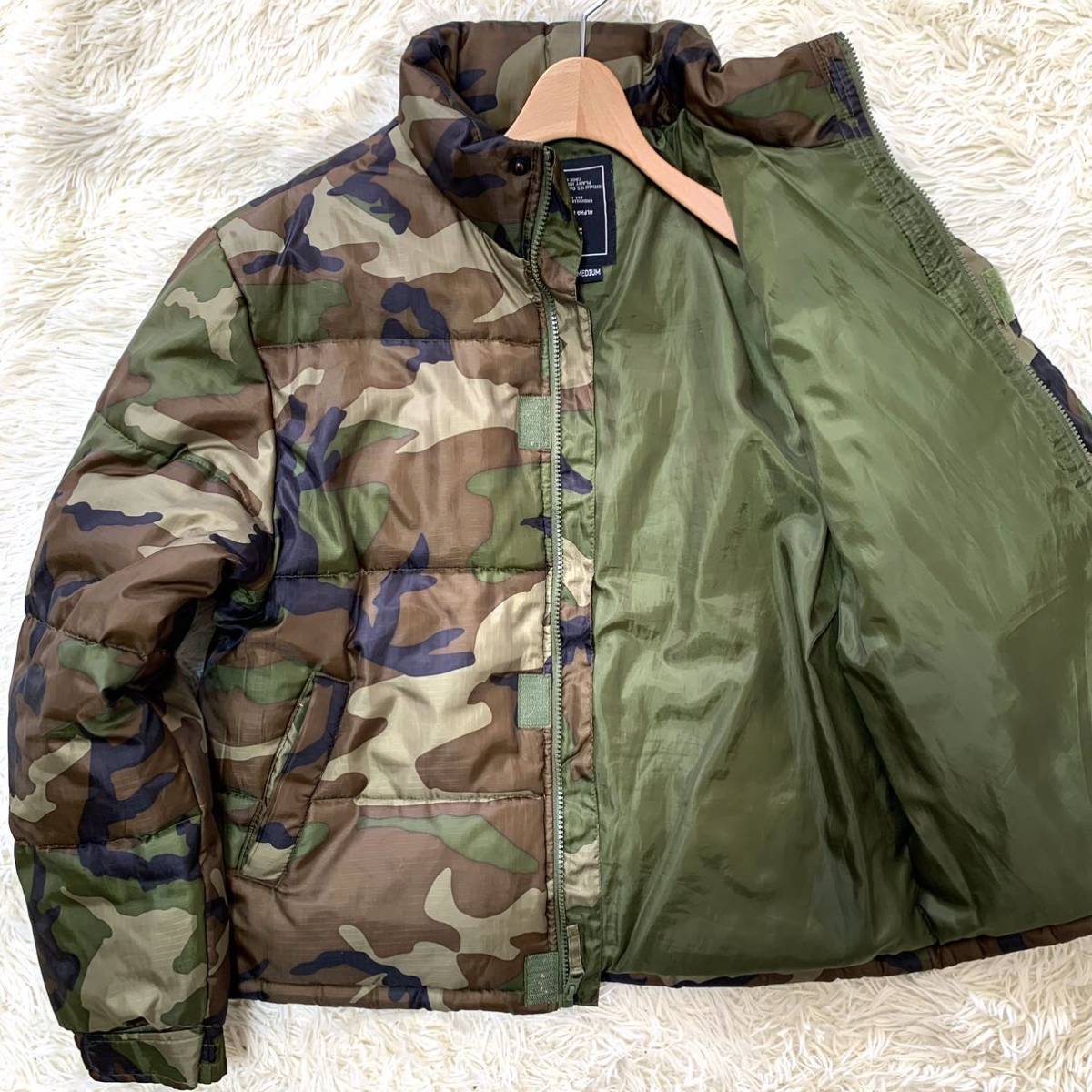 729【希少 入手困難】ALPHA アルファ ダウンジャケット ブルゾン コート 迷彩 US 米軍 カモフラ柄 メンズ アウター ミリタリー 極暖 MR