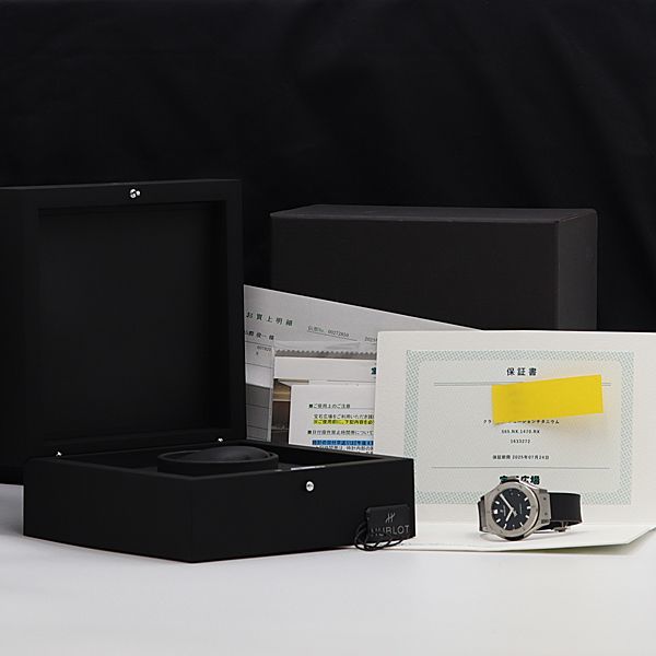 1円 保/箱付 稼動 美品 ウブロ Ti 565.NX.1470.RX クラシックフュージョン 1633272 黒文字盤 AT/自動巻き レディース腕時計 OGH 0658350