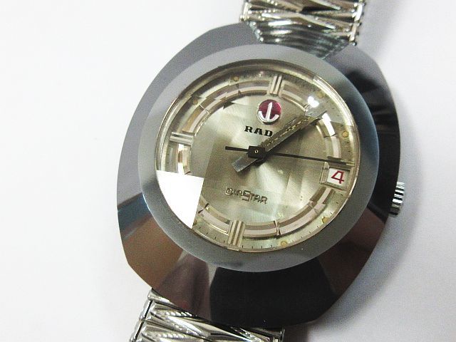 ■ 稼動品 ジャンク 現状品 RADO ラド― DIASTAR ダイアスター 自動巻き 腕時計 デイト シルバー カットガラス アンティーク
