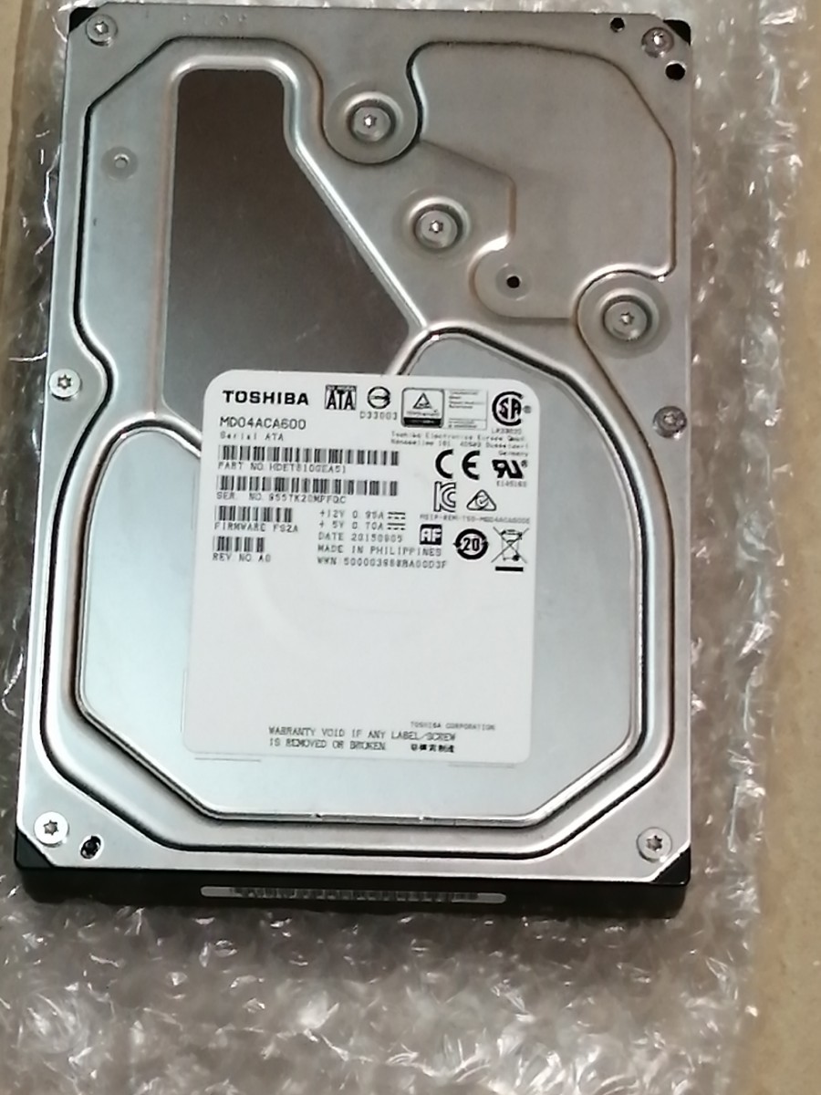 6TBハードディスク TOSHIBA MD04ACA600 (注意表示) TOSHIBA 【公式通販】