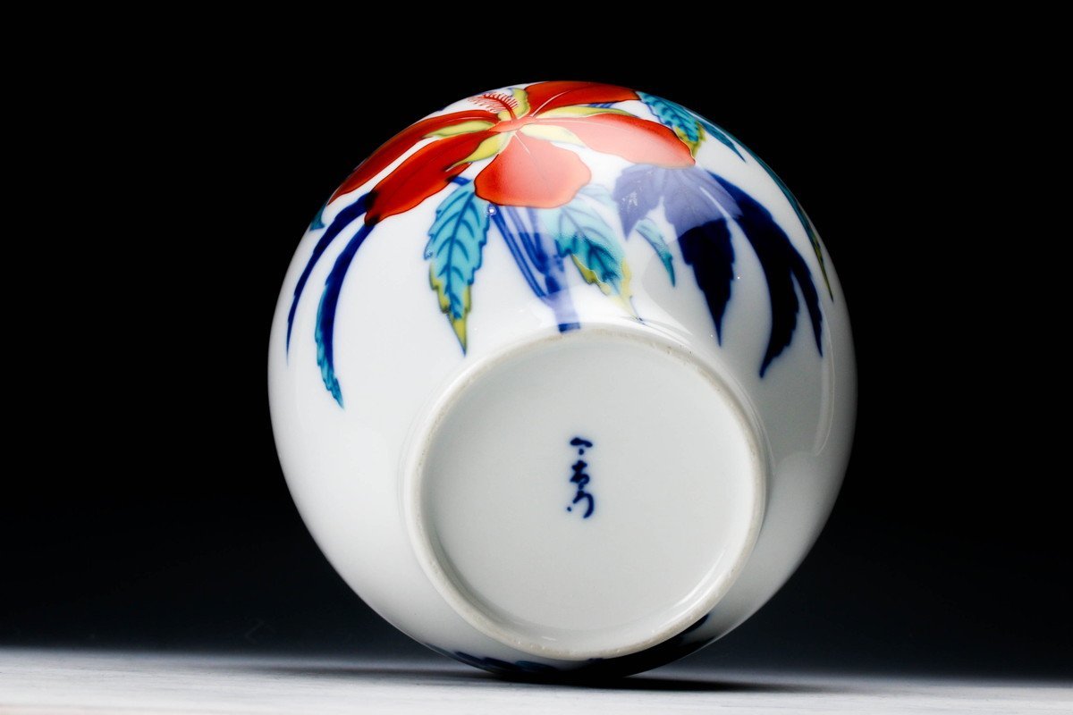今泉今右衛門 十二代今泉今右衛門 - 人間国宝 錦椿絵花瓶 広田屋 花瓶