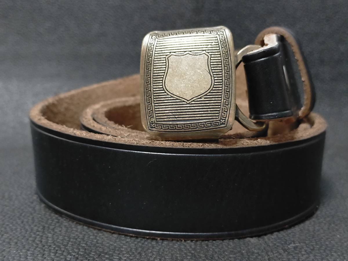 未使用送料無料 RRL ブラックレザーガチャベルト イタリア製 ダブルアールエル ビンテージ加工