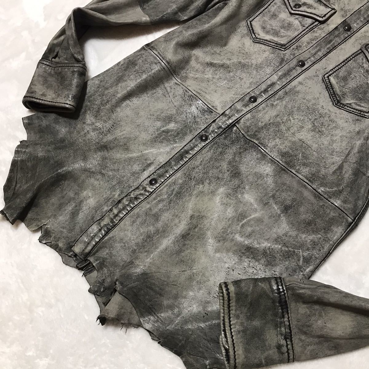 希少☆ ディーゼル DIESEL 極上シープレザー シャツ ジャケット M 羊革 