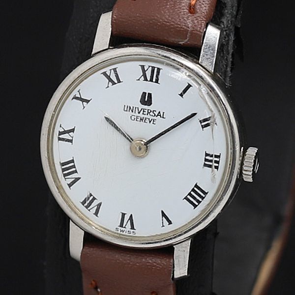 1円 稼働 手巻き 良品 ユニバーサルジュネーブ 842605 3063493 白系文字盤 レディース腕時計 KRK 6622000