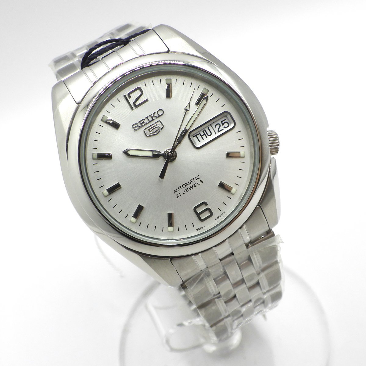 動作品】SEIKO 5 セイコー5 自動巻 腕時計 白文字盤 ホワイト メンズ 
