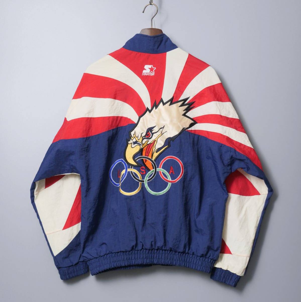 TG7180//*90sヴィンテージ*スターター/STARTER*メンズS/オリンピックUSAチーム/ナイロンジャケット/ジップアップブルゾン/