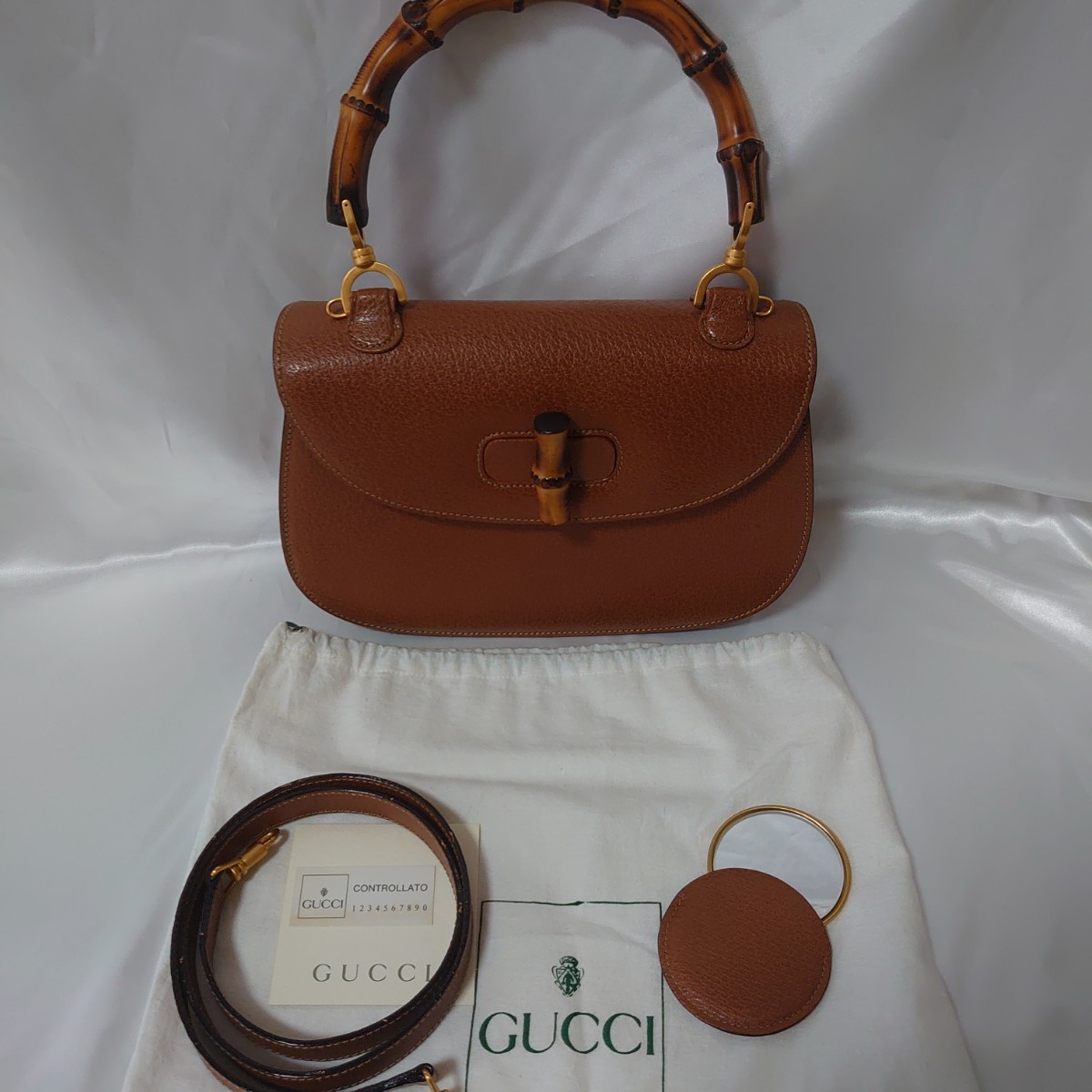 1円～【美品】GUCCI グッチ バンブー ピッグスキン 2WAYショルダー 
