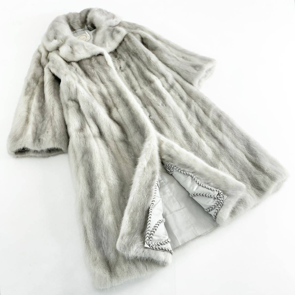コート 良品サファイアミンク ミドル丈 MINK グレー系 K 高級毛皮 