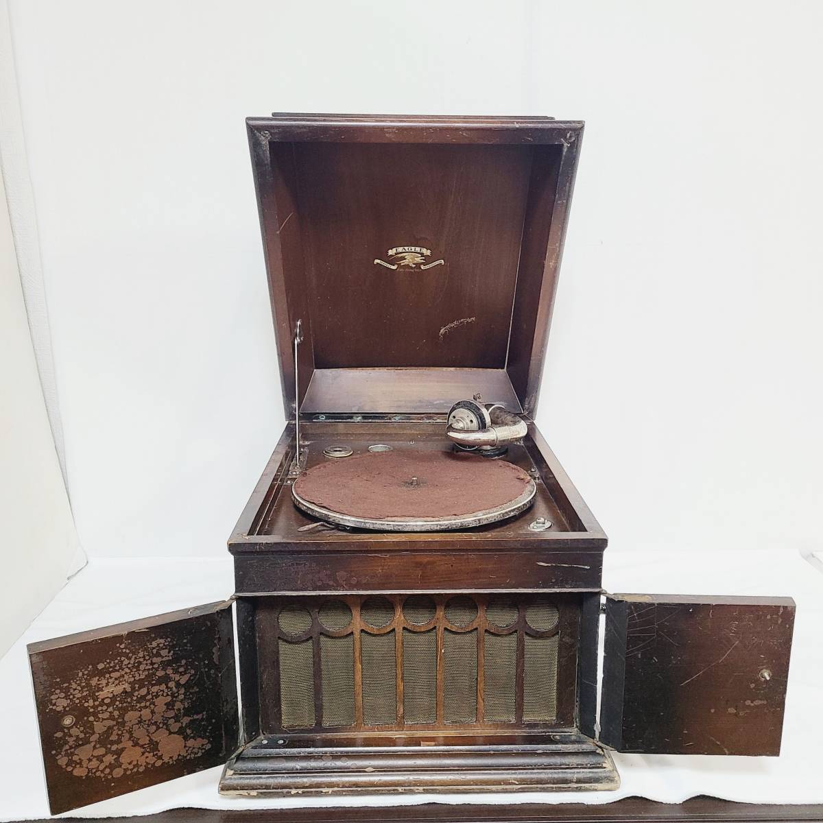 【A】　EAGLE　蓄音機　Like-living Voice 手回し 蓄音機 替え針 アンティーク ジャンク品　昭和 レトロ