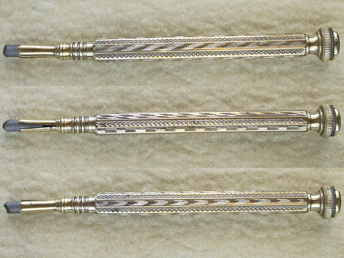 ◆美品◆1890年代製 ヴィクトリアン・シルヴァーペンシル 紫 イギリス◆ 1890s Victorian Mechanical Pencil Purple Stone Top ENGLAND ◆