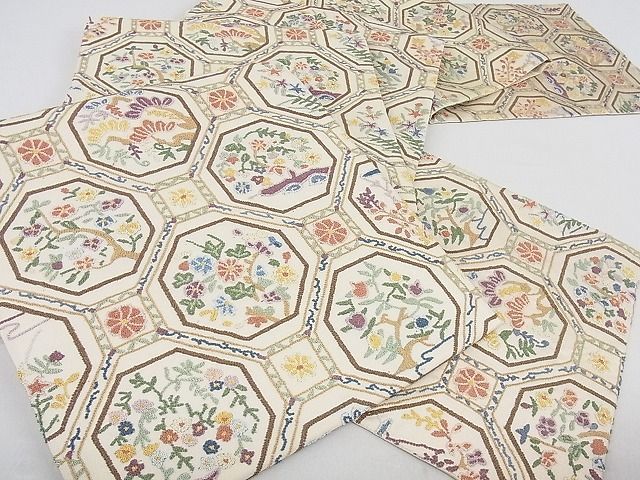 平和屋2□中国三大刺繍 総相良刺繍 総刺繍 袋帯 蜀江花