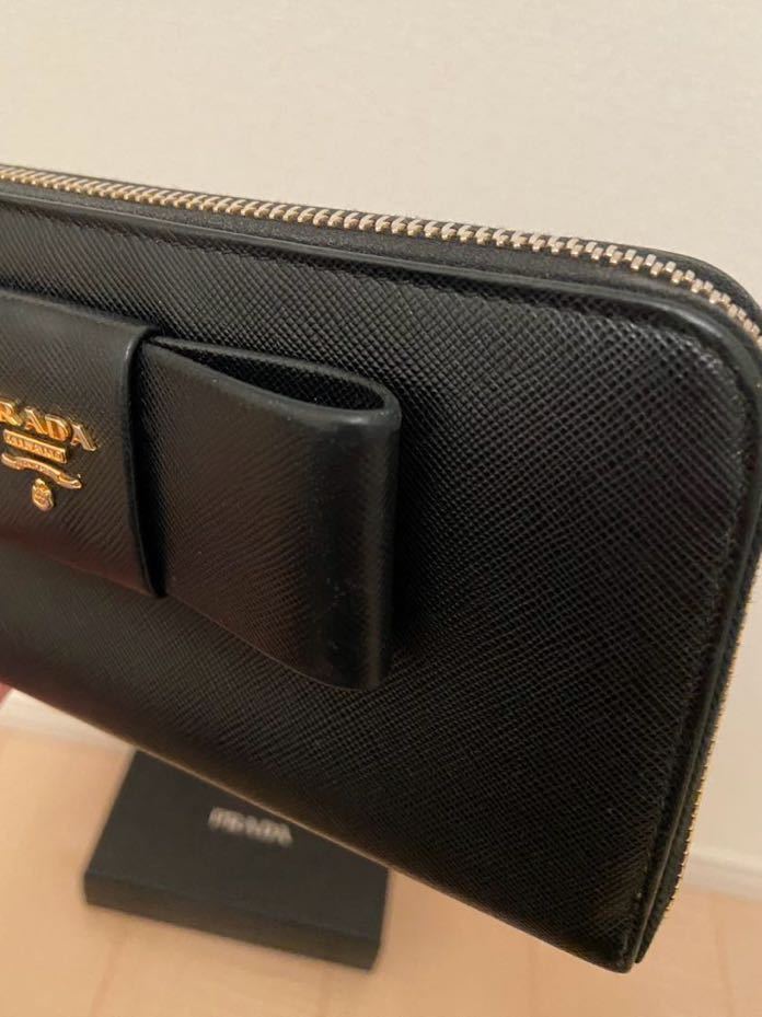 リボン プラダ PRADA 長財布 サフィアーノ サフィアーノレザー
