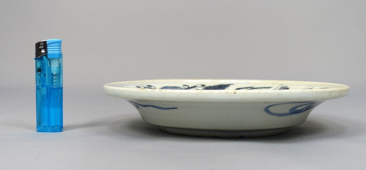 新渡染付花鳥文皿 呉須 古陶磁 古染付】【華芳】 【公式通販】