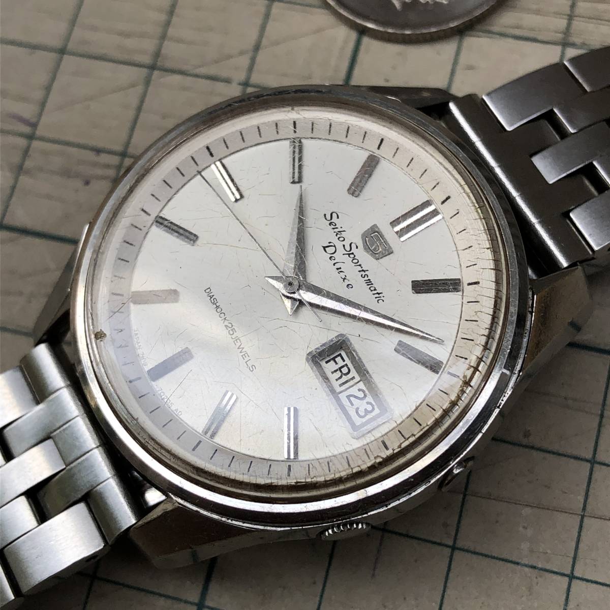 送料無料 稼働品 ★ Seiko Sportsmatic Deluxe 25J セイコー スポーツマチック デラックス 25石 7619-7010 機械式 メンズ 腕時計