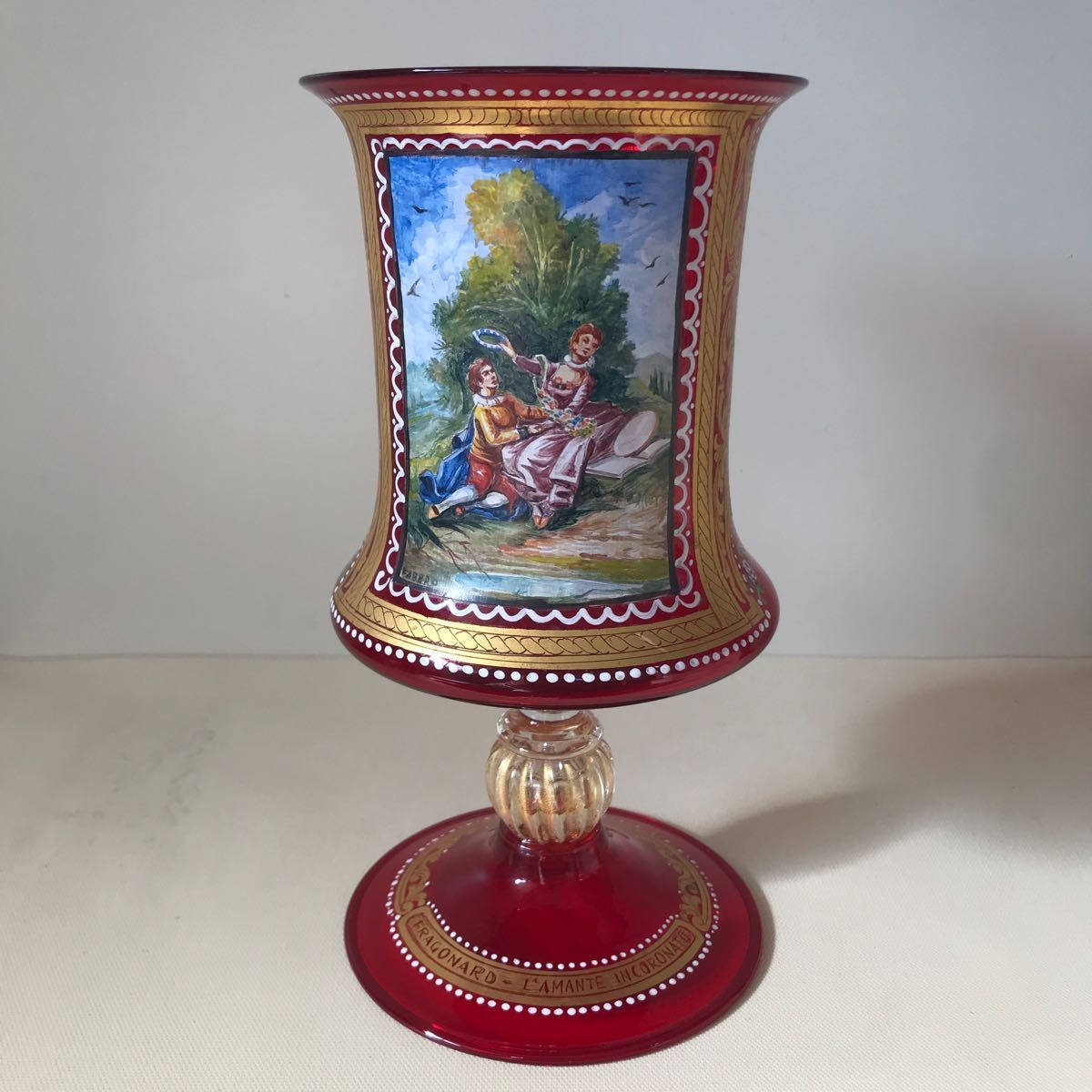  ヴェネチアングラス 銅赤ガラス 金彩 イタリア ムラノ_1