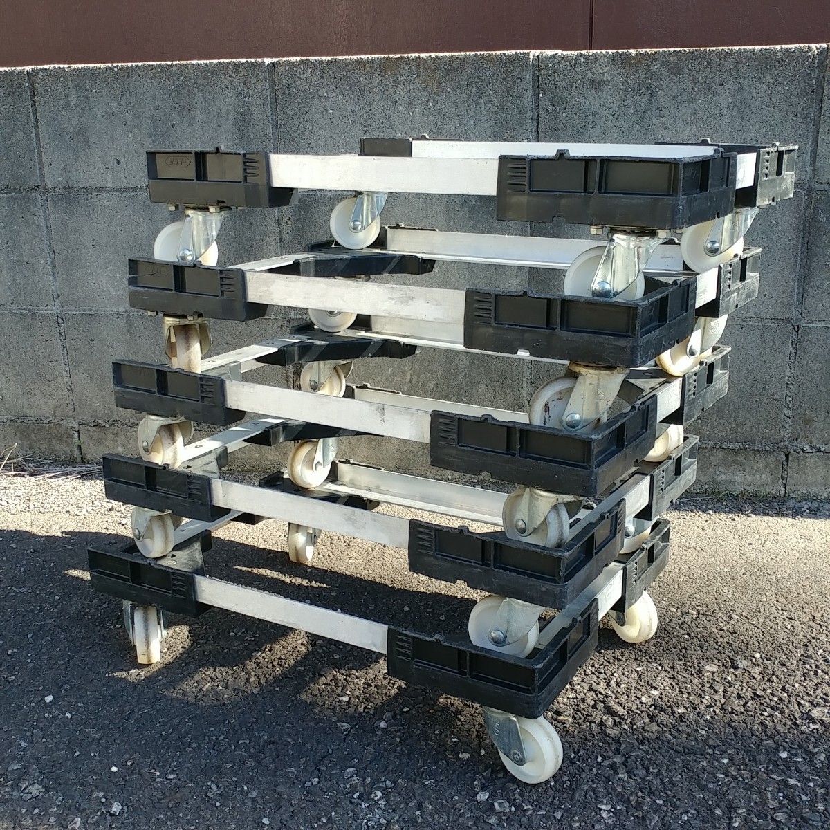 ⑤アルミ コンテナ台車 まとめて 5台 セット 枠台車 台車