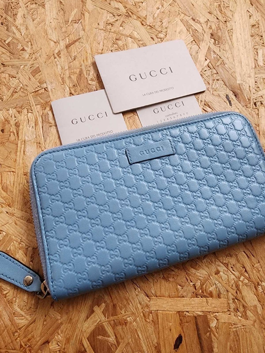 極美品 グッチ GUCCI 長財布 ラウンドファスナー GG マイクロシマ 