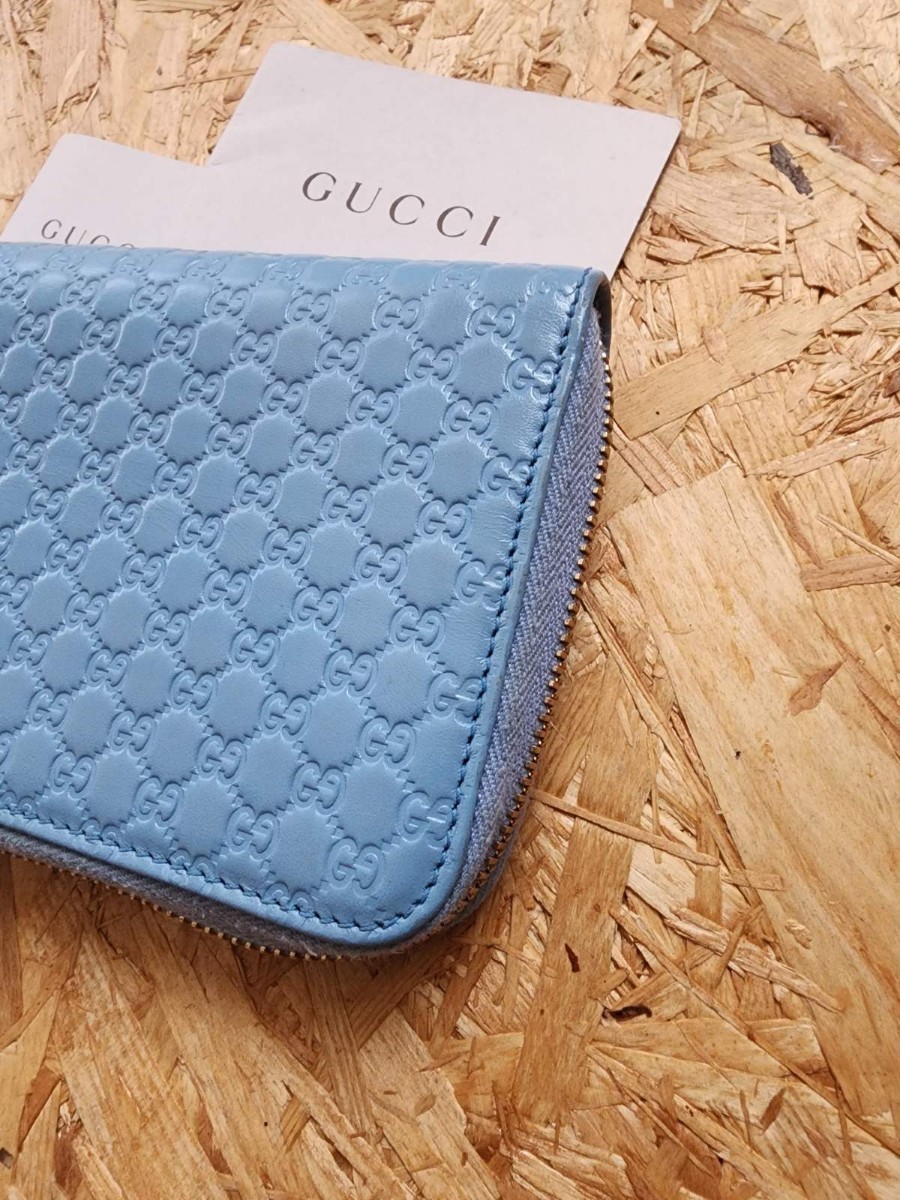 極美品 グッチ GUCCI 長財布 ラウンドファスナー GG マイクロシマ 