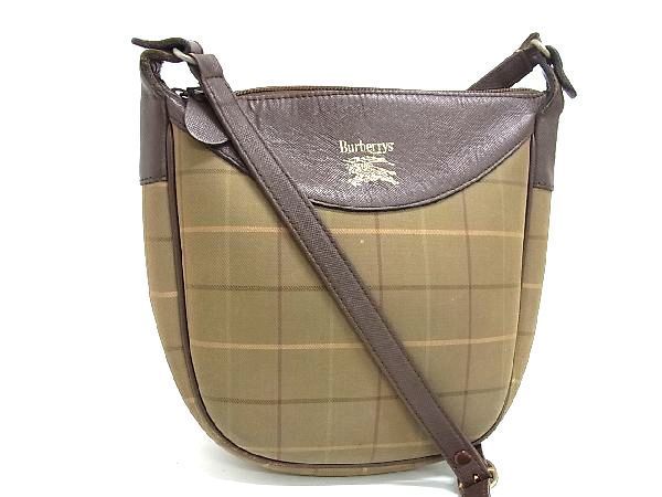 1円 Burberrys バーバリーズ キャンバス×レザー チェック柄 クロス 