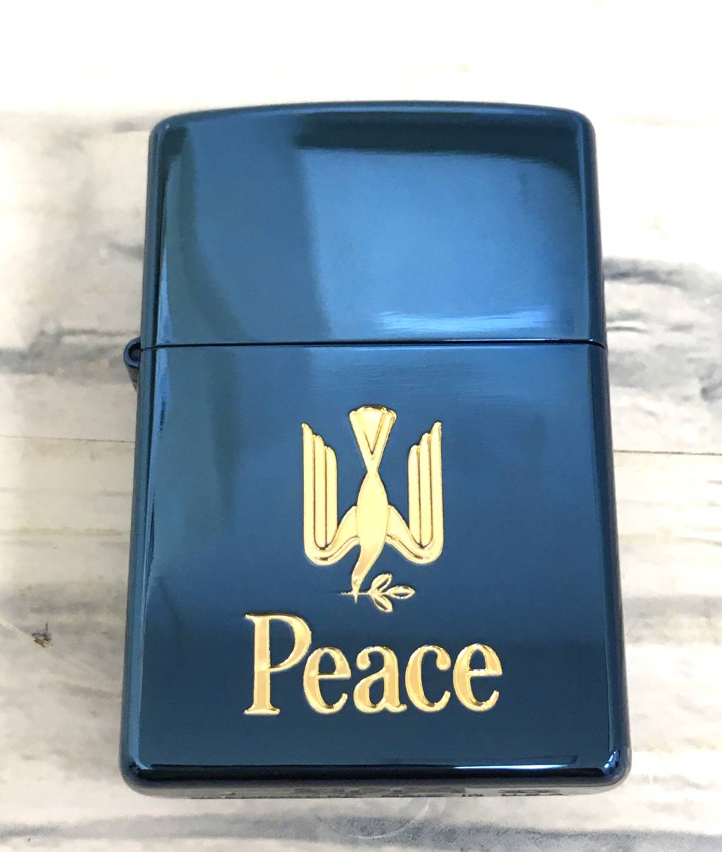 7459A☆ ZIPPO ジッポー PEACE ピース 懸賞品 THE PEACE DESIGN 未使用品/保管品 ブルーチタン 1999年製 美品！