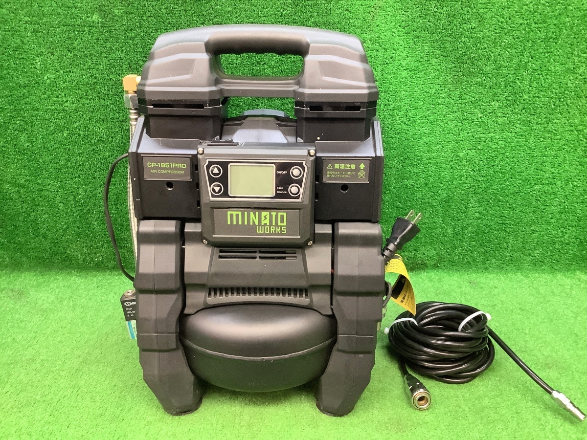中古品 MINATO ミナトワークス 充電式/100Vハイブリッド型 エアーコンプレッサー CP-1851PRO ※バッテリー・充電器別売