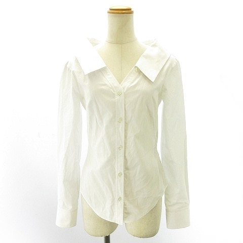 アレキサンダーマックイーン ALEXANDER MCQUEEN シャツ ブラウス ビッグカラー 長袖 白 ホワイト 36 約S レディース