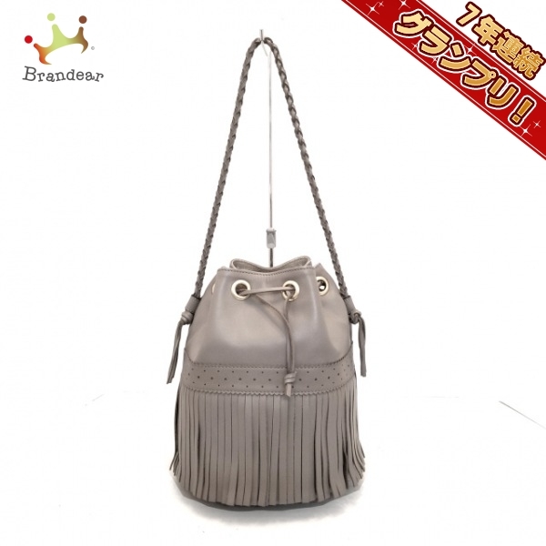 ジェイ&エムデヴィッドソン J&MDavidson ショルダーバッグ カーニバルL レザー グレー 巾着型/フリンジ バッグ