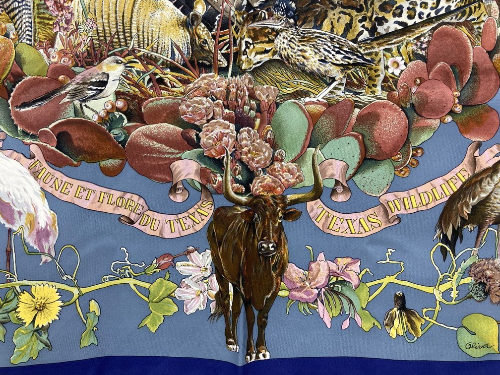 エルメス スカーフ カレ90 テキサス動植物図鑑 TEXAS WILDLIFE HERMES