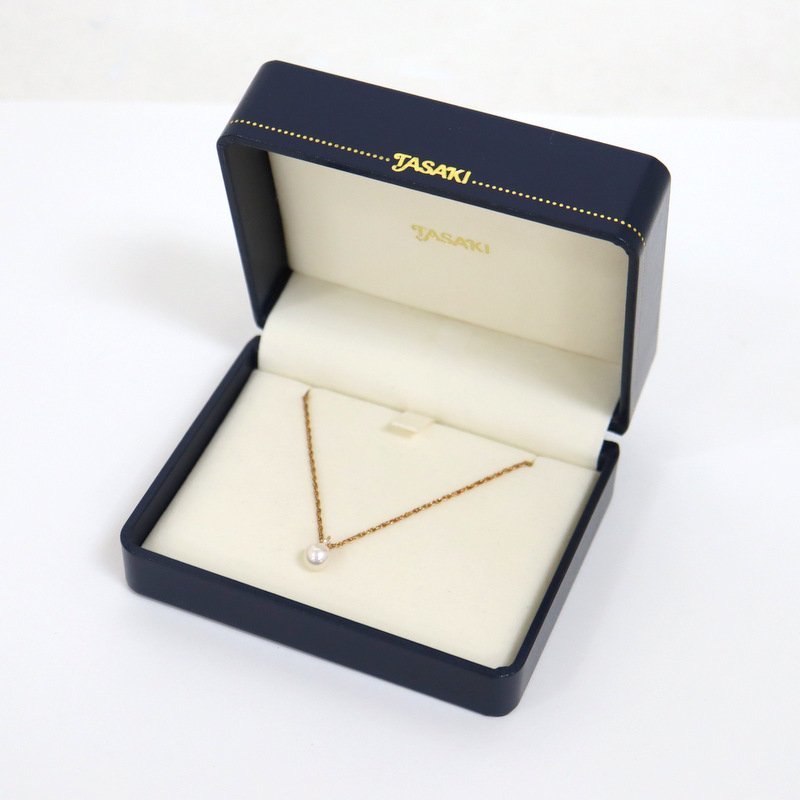 【TASAKI】田崎真珠 パールネックレス ホワイト系 K18 メレダイヤ 0.03ct/アクセサリー/宝石/2j2016