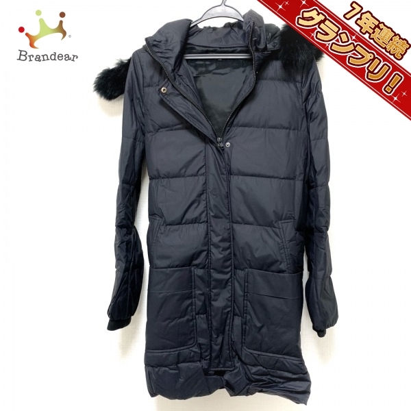 セオリー theory ダウンコート サイズS - 黒 レディース 長袖/フォックス/ジップアップ/冬 コート