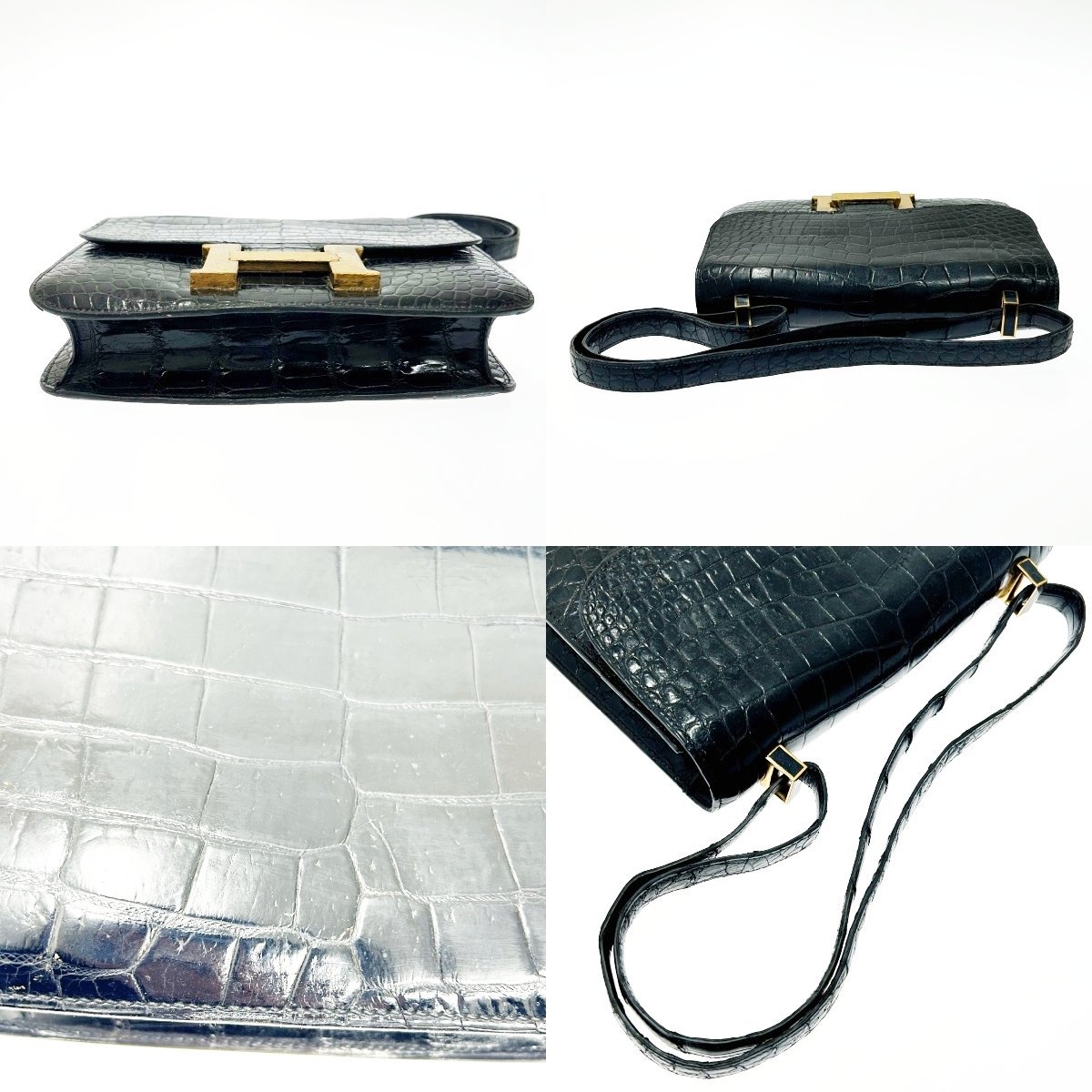 1円スタート 訳あり品 HERMES エルメス コンスタンス 〇K刻印 クロコダイル ブラック ショルダーバッグ 209422(その他)｜売買 ...