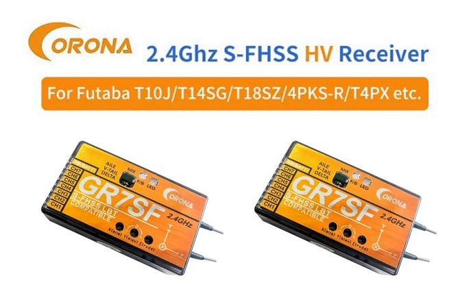 PhilMat Corona Récepteur Avec Gyroscope Compatible Avec Futaba T6J T8J T10J T10J T14SG 2,4 G 7 CH GR7SF S-FHSS