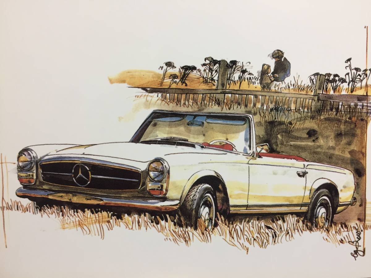正規品 絶版】Bowイラスト ポストカード メルセデス ベンツ 450SL カー 