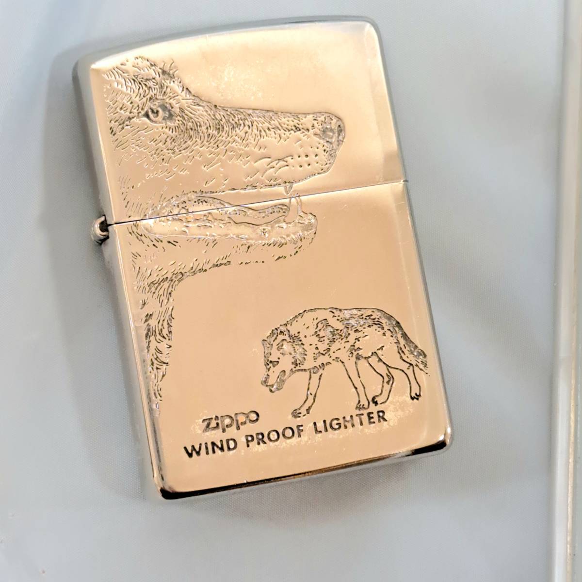 1000円～ zippo 美品 両面加工 WIND PROOF LIGHTER ウルフ 狼 WOLF 