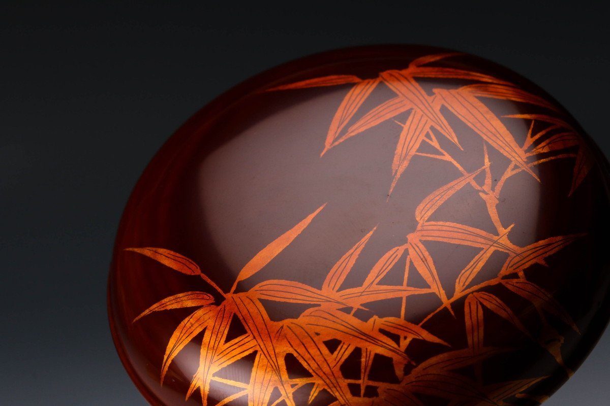 【佳香】岩倉秀麿呂 竹白檀塗香合 共箱 栞 茶道具 本物保証_2