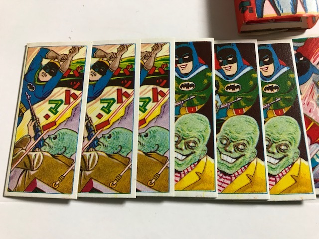 当時物 1966年頃 BATMAN 日本製 バットマン 長カード 13枚束帯付 特賞印