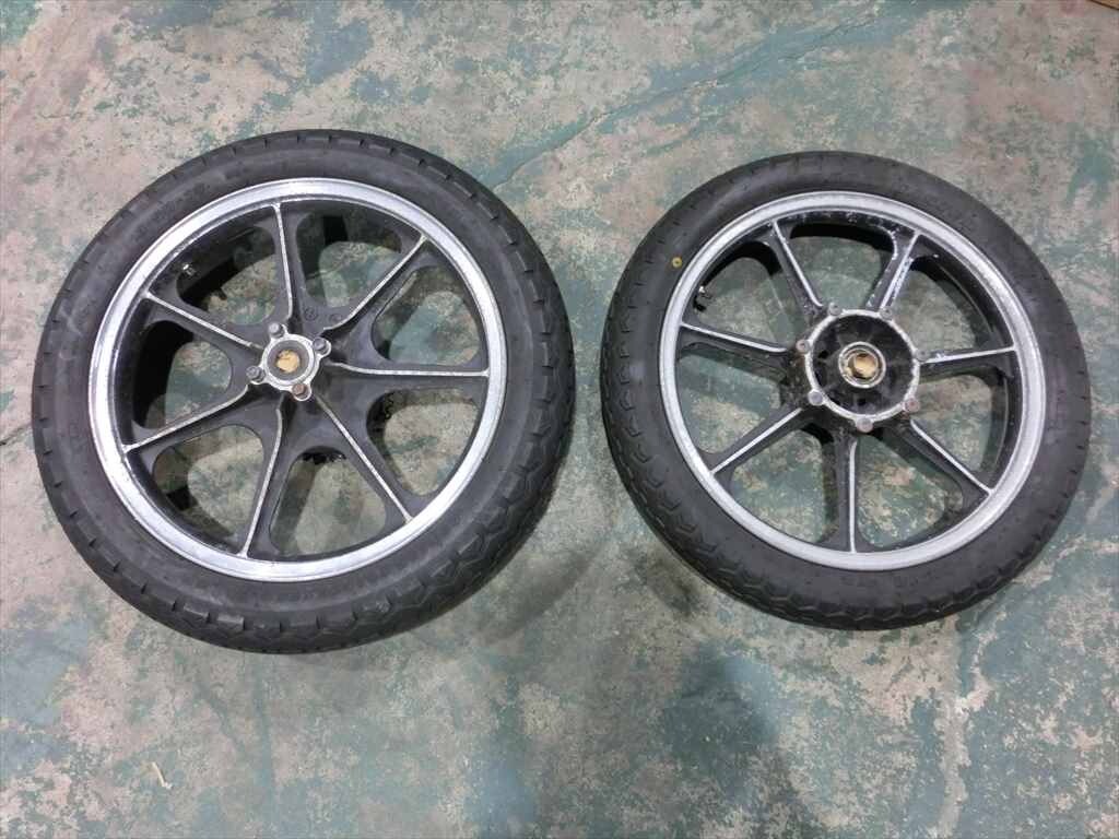 z250ft ホイール　タイヤ付き　前後 T【Q3-15】【160サイズ】カワサキ Z250FT KZ250A ホイール タイヤ 前後
