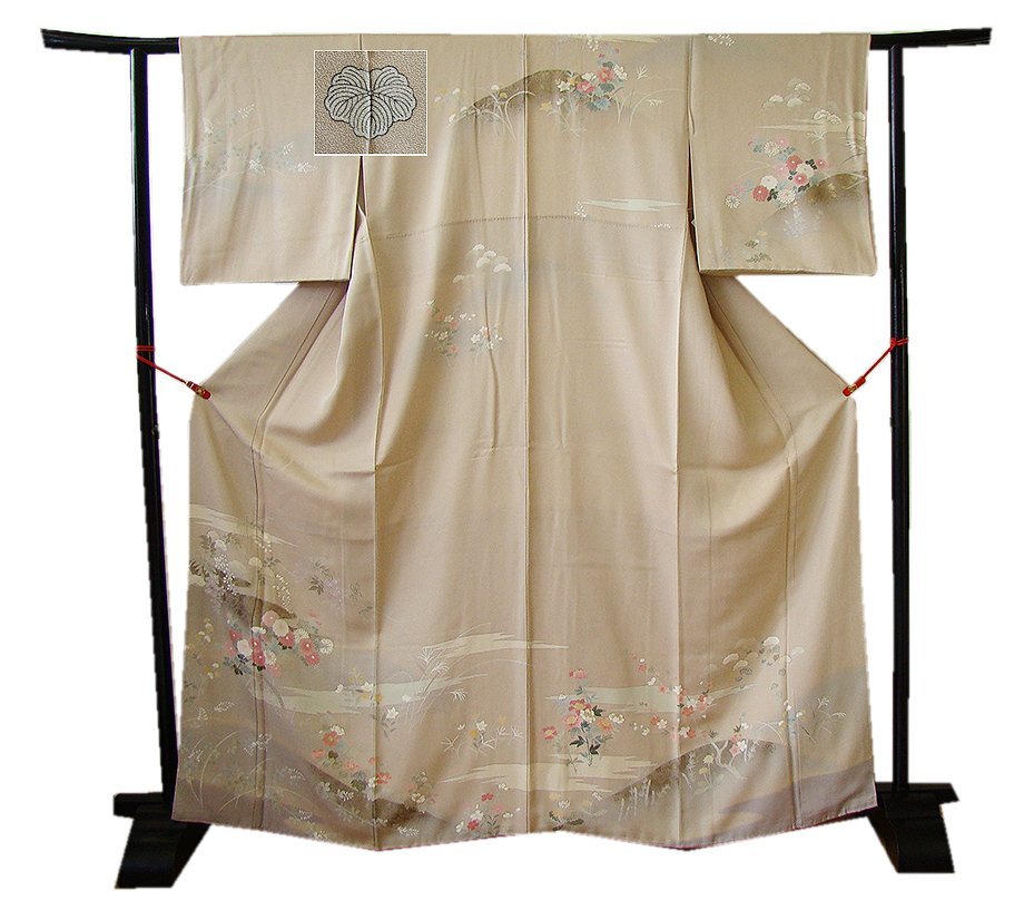 時代屋 裄65.6cm 極上一越地 本加工染 刺繍 附下げ 訪問
