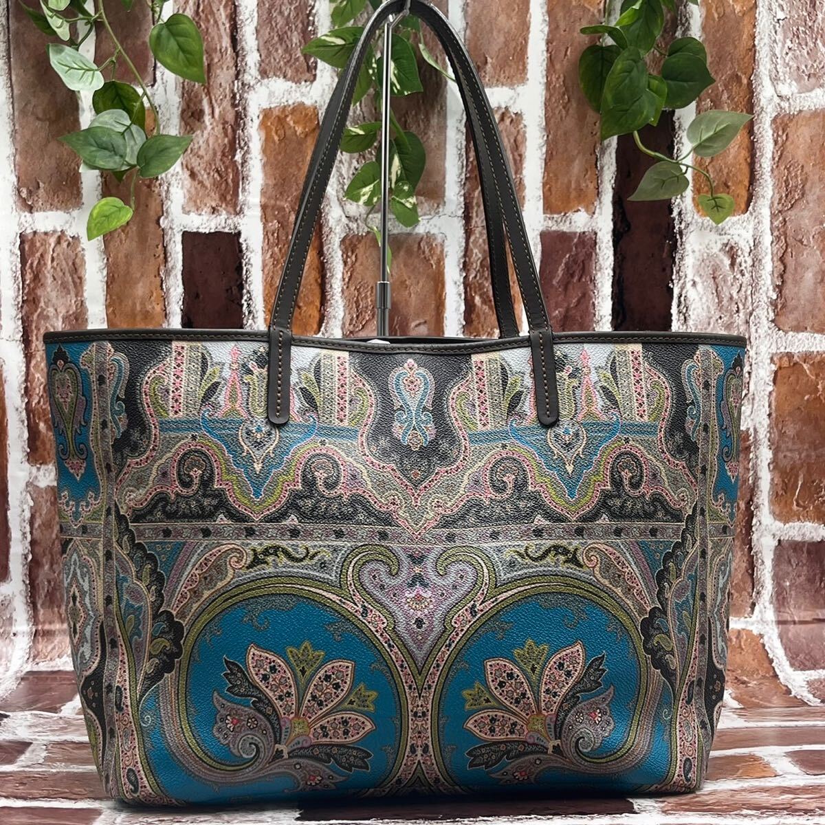 極美品✨エトロ トートバッグ A4収納 ビジネス ナイロン×レザー ペイズリー柄 極美品』ETRO エトロ トートバッグ ワンショルダー A4収納可能