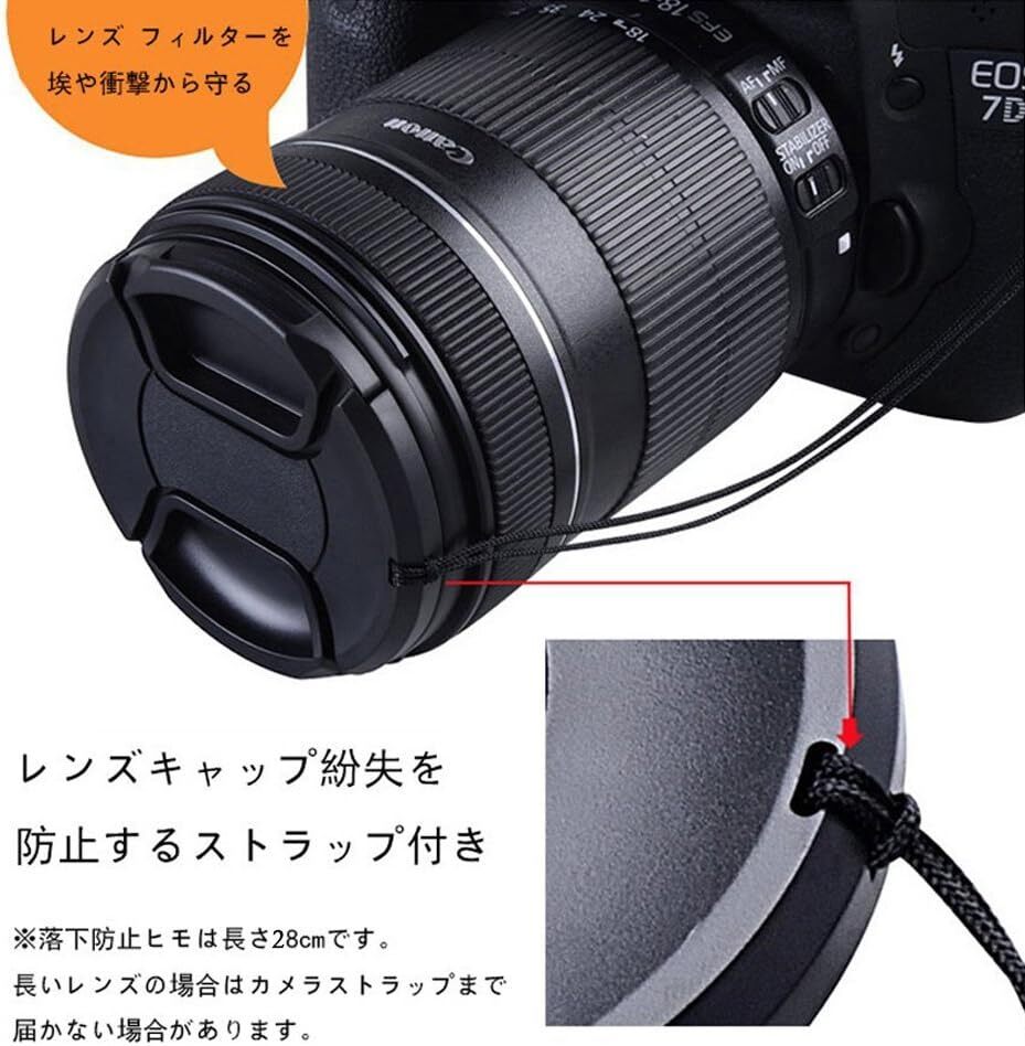 Junder 40.5mm レンズキャップ 3個セット インナー式ワンタッチレンズキャップ 40.5mm 脱落防止フック付き レン_2
