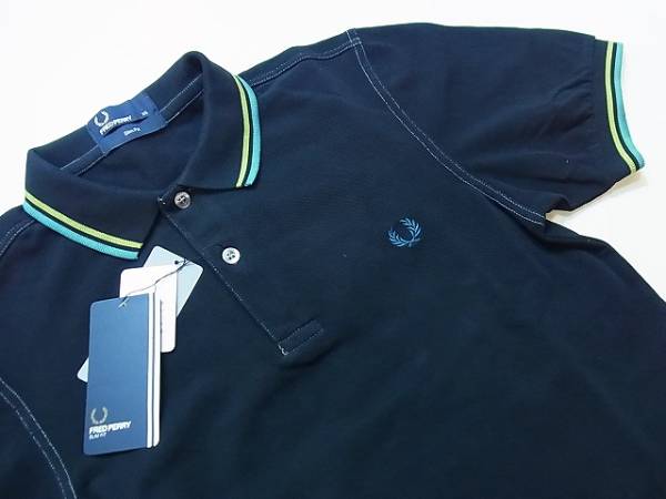 美品 フレッドペリー ポロシャツ 新品 FRED PERRY フレッドペリー M9239 ポロシャツ 紺 M/日本L
